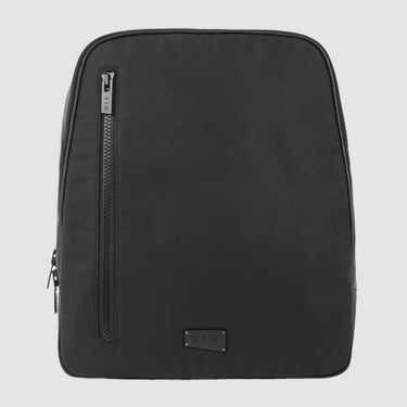 black CHE backpack in econyl front view in front of a white background