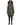 Female stands facing camera wearing a evergreen parka on a white background