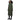 women's long green winter coat on a female model against a plain background