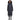 Navy blue long women's winter coat on a female model