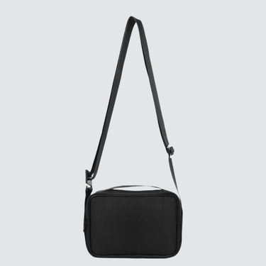 goodall bag in black econyl front centre on a white background