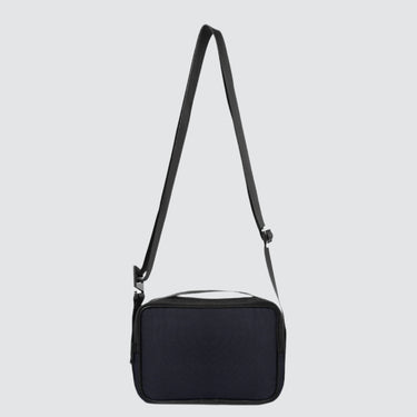 goodall bag in navy econyl front centre on a white background