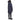 Back view of a woman wearing a navy winter coat with the hood down