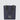 A minimalist navy tote bag with an upcyled seatbelt strap. A black logo patch is in on the lower middle part of the bag