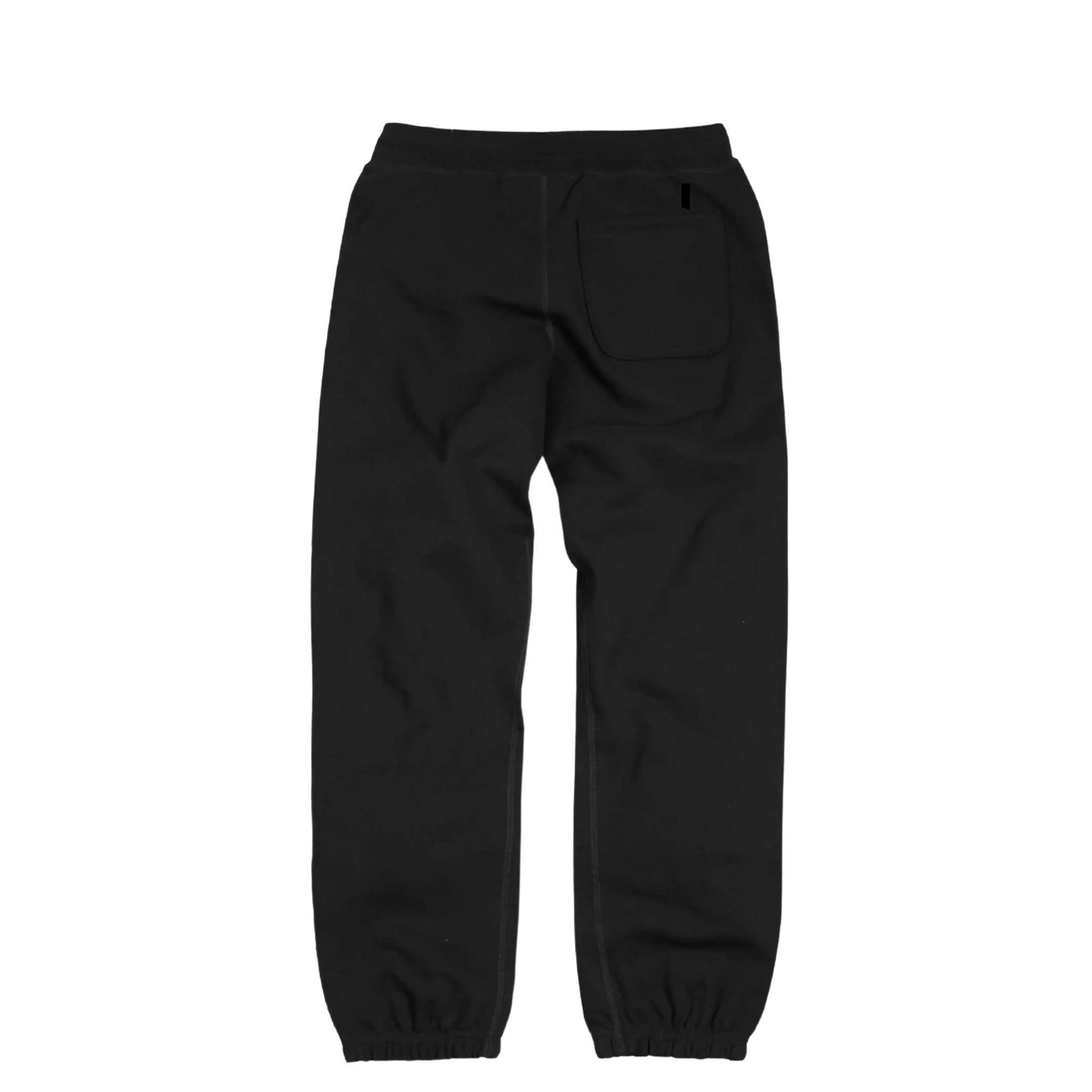 back view of black heavyweight knit joggers against white background