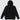 Thick black hoodie made with 100% cotton, on a white background.