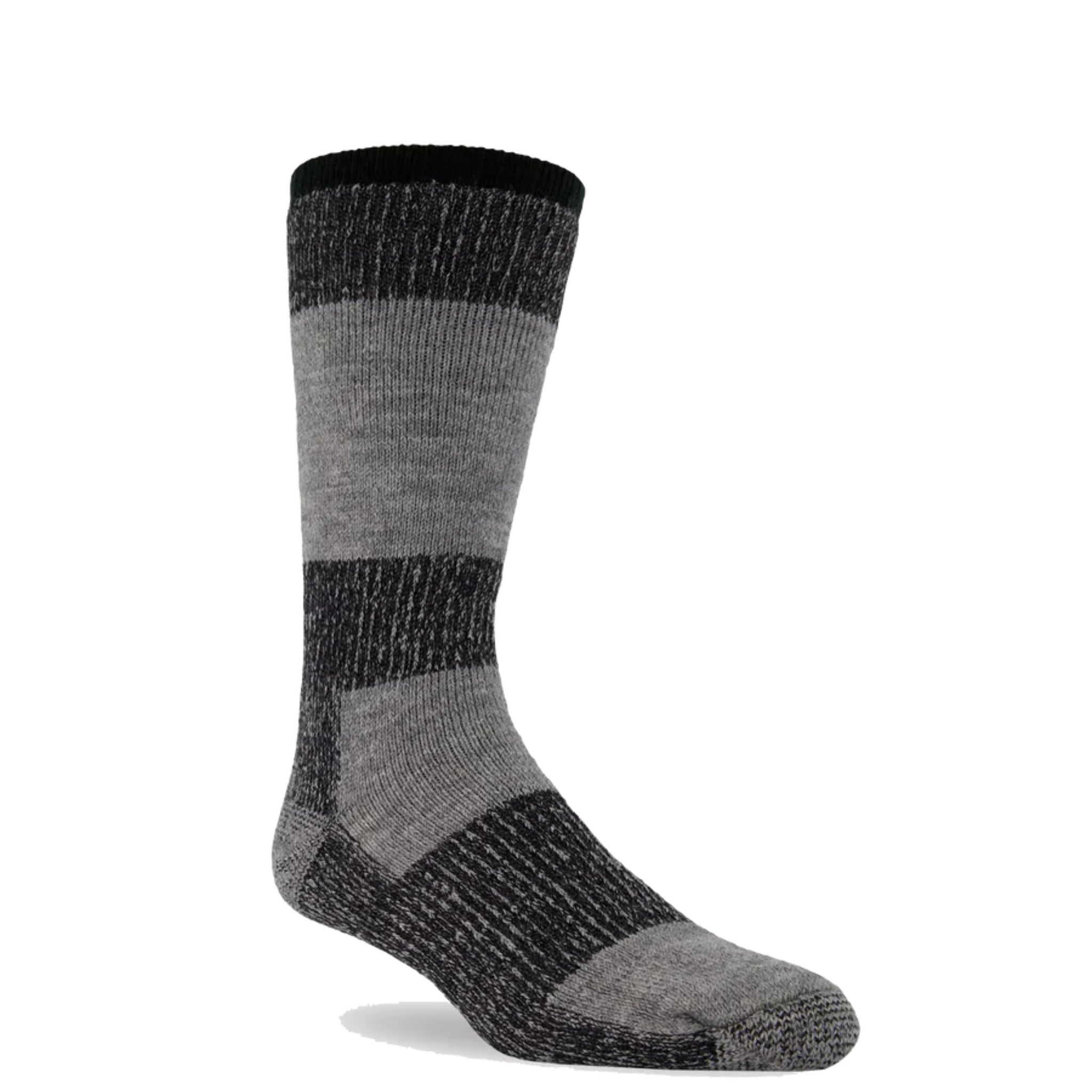 one grey heavyweight sock standing on its own on a white background