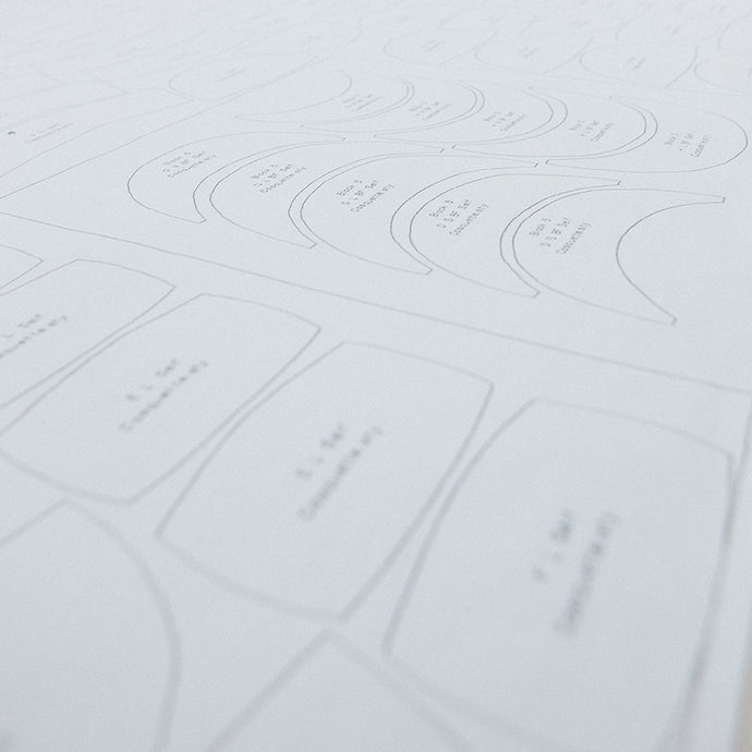 Paper with the outlined of planned fabric pattern cuts