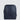 A navy blue leather backpack with a zip pocket in the front, and a briefcase-style handle on the side