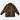 A brown diamond-quilted zip-up jacket with a dark navy collar, cuffs, and hem, displayed flat against a light gray background.