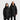 Two people wearing black hooded raincoats on a light gray background