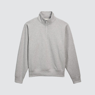 grey quarter zip sweater with metal zipper