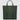 A large minimalist tote bag in green nylon material, with a black strap that runs the height of the bag