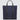A large minimalist tote bag in navy nylon material, with a black strap that runs the height of the bag
