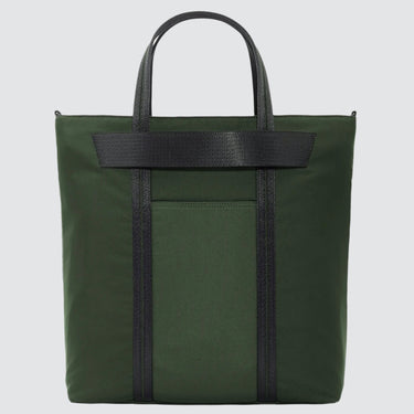Back view of green Robin tote, showing back pocket and trolley sleeve