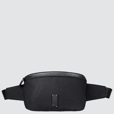 Sherpa fanny pack made with black ballistic nylon against a white background