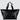 A large weekender bag made with black vegan leather, and with black straps made from seatbelts