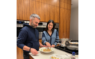 Inder Bedi and his daughter cooking vegan dumplings