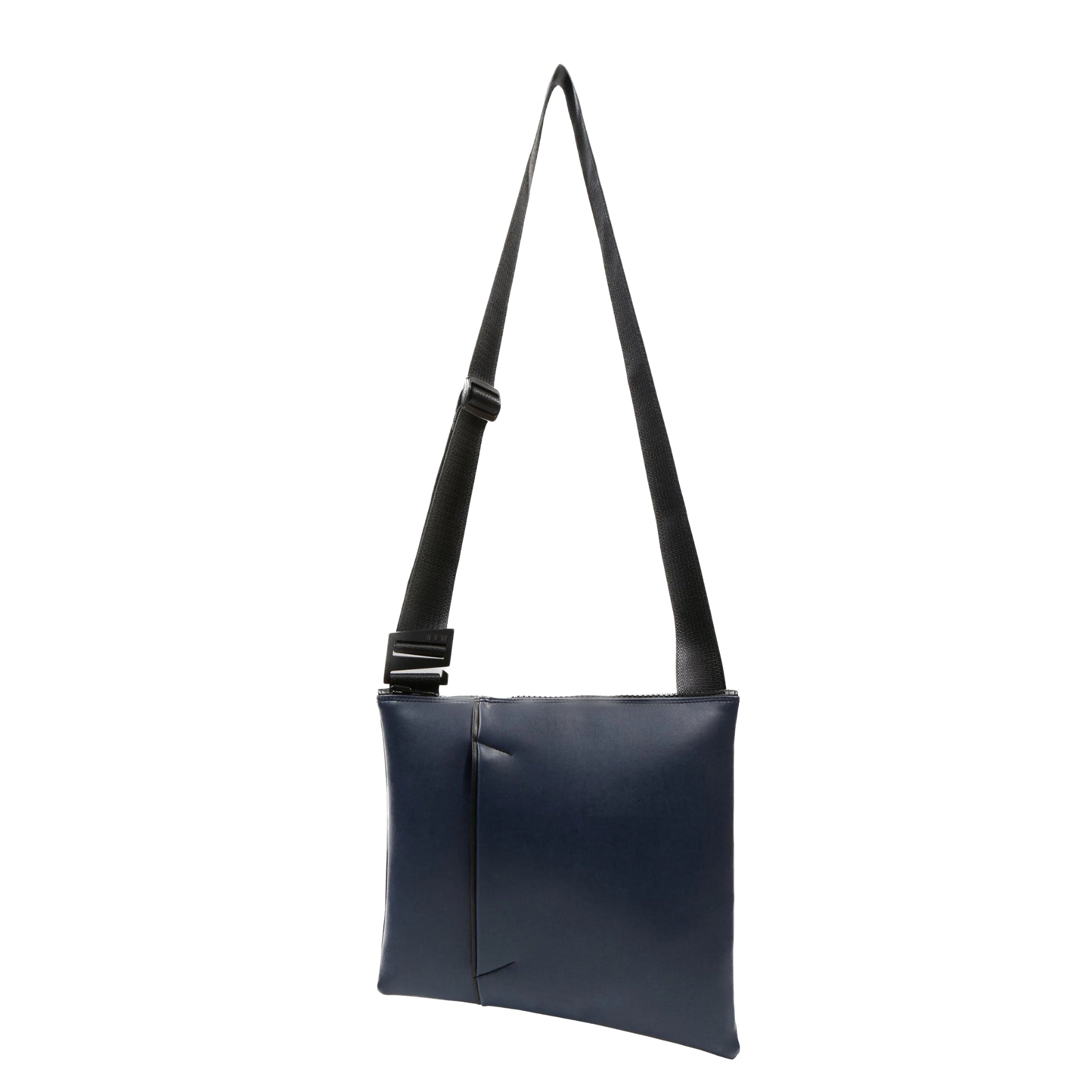 The ANDO satchel in navy vegan leather (desserto). Product shown at the front/center of a white background