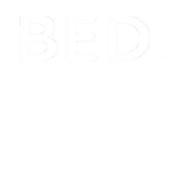 white Bedi logo with a transparent background