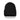 Black knit beanie-style hat on white background