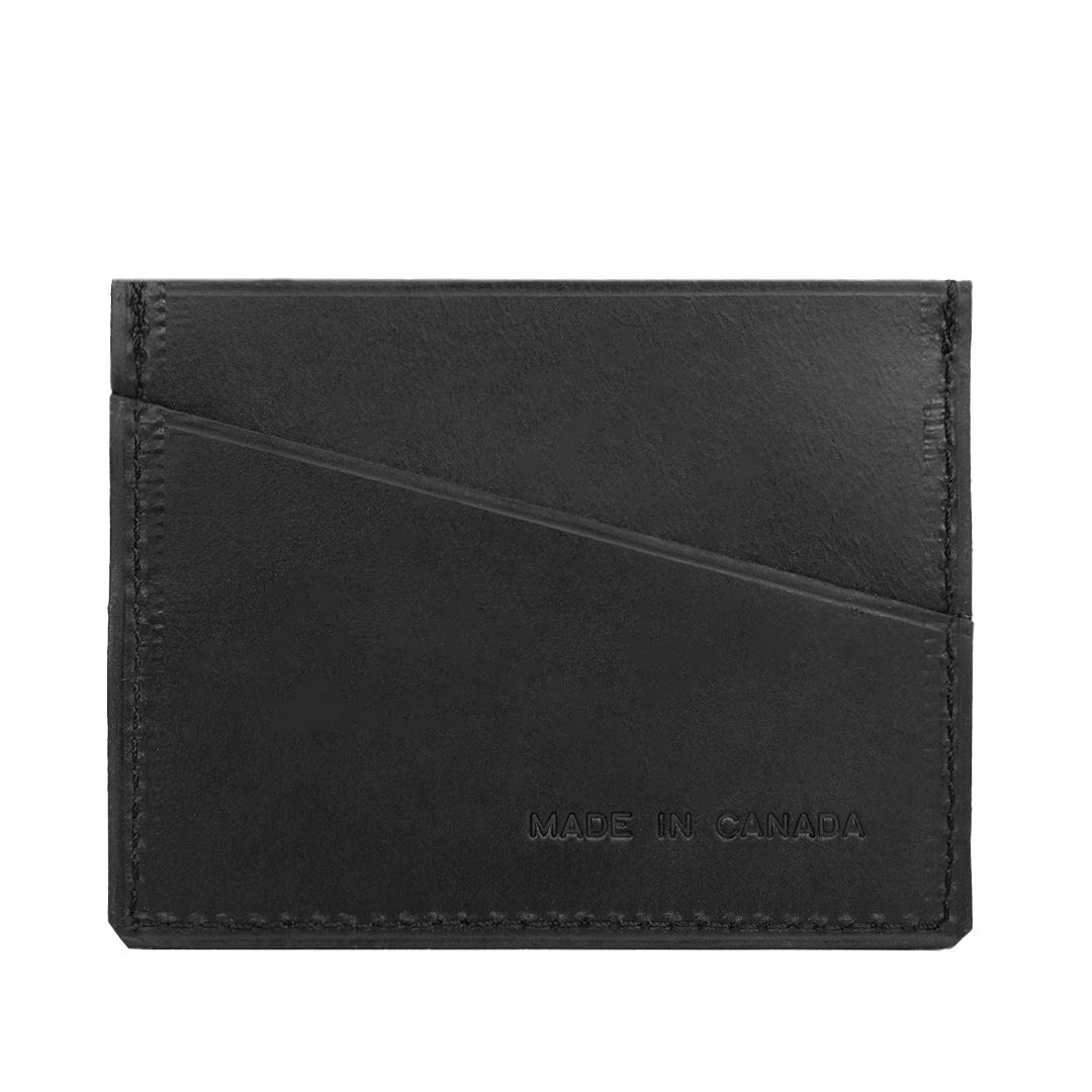 Black leather cardholder back view