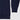Close up of the flatlock seam stitching on the sleeve of the blue crewneck sweater