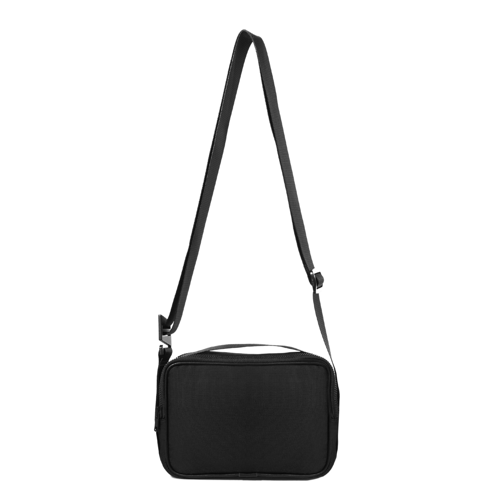 goodall bag in black econyl front centre on a white background