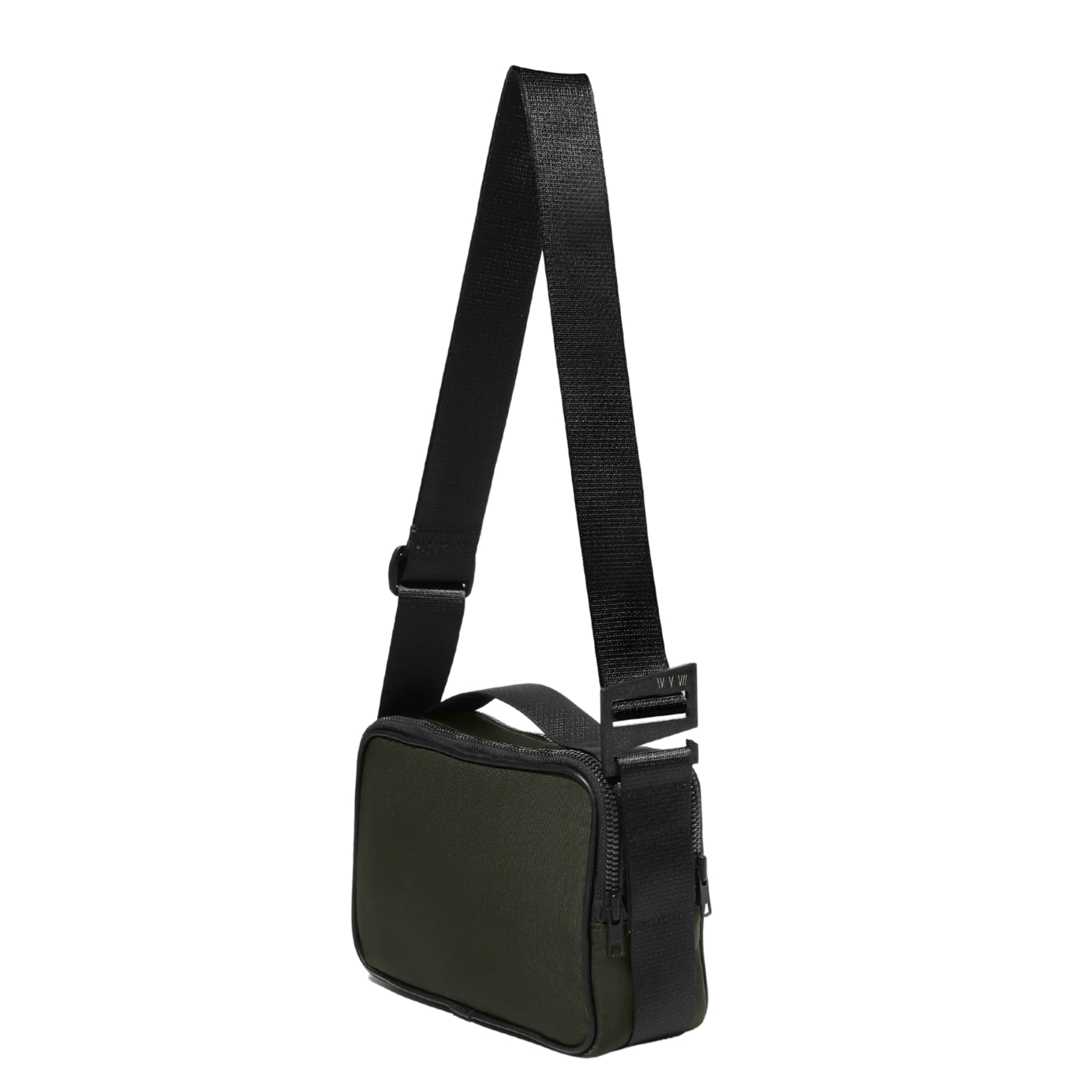 goodall bag in evergreen econyl side view on a white background
