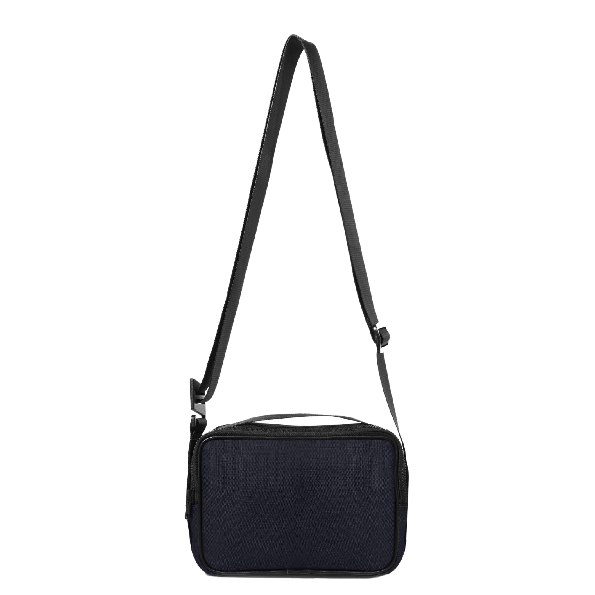 goodall bag in navy econyl front centre on a white background