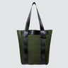 Medium sized green tote bag, utilitarian style. On a white background.