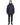 male model stands facing us, wearing a navy utilitarian style waist length jacket on a white background.à