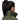 Close up view of the high neck of the green Montcalm vest, on a woman with dark hair in a ponytail