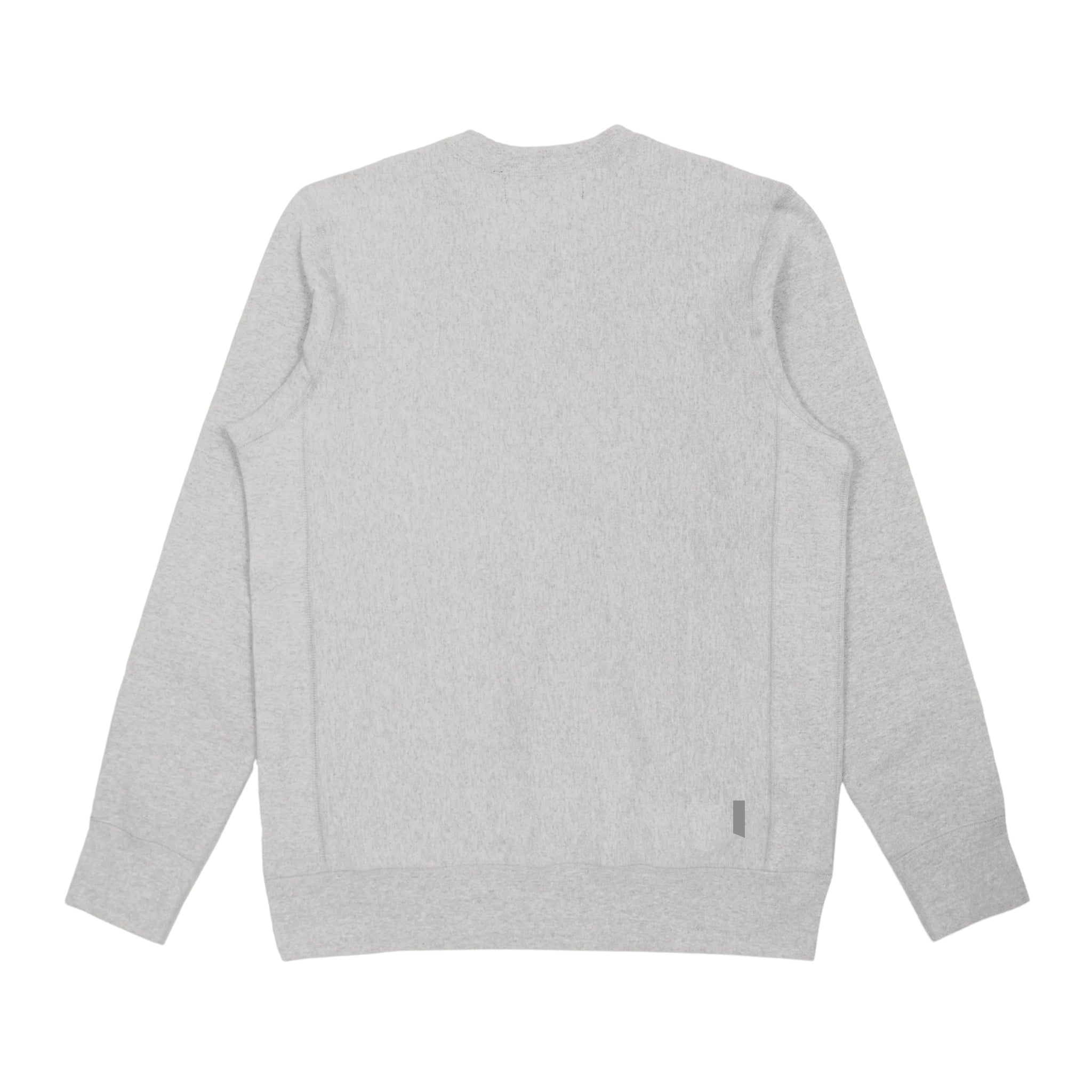 Back view of grey heavyweight knit crewneck in 100% cotton