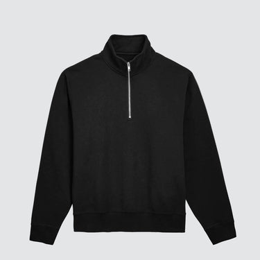 quarter zip sweater in black with metal zipper