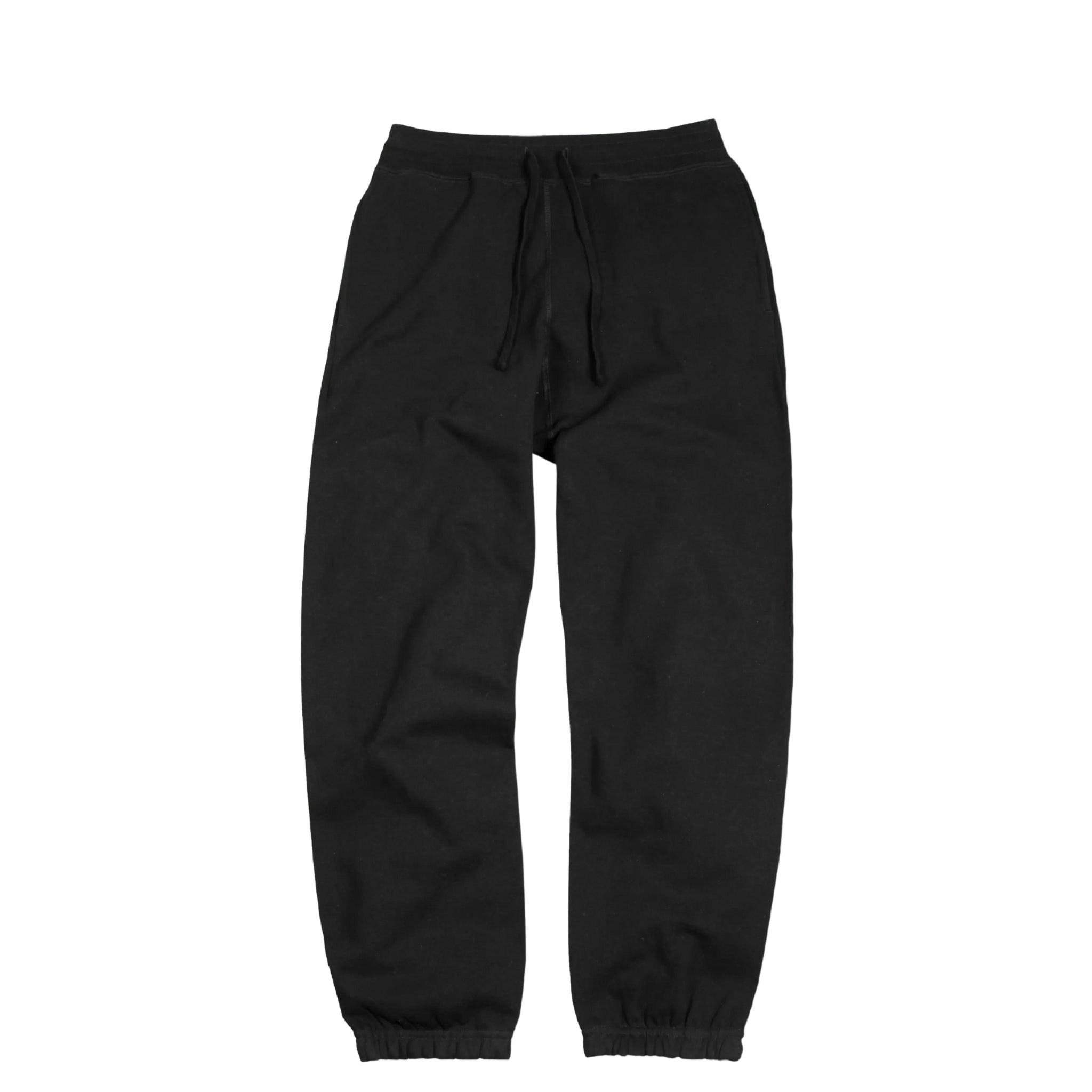 white view of black heavyweight knit joggers against white background