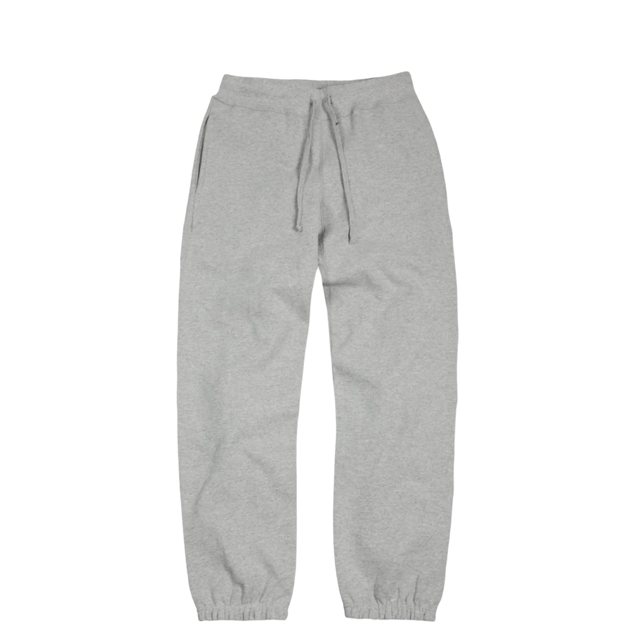 front view of grey heavyweight knit joggers against white background