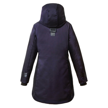 back view of a forrest Bedi' "second life" program navy coat against a white background