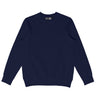 front view of a Bedi' "second life" program navy crewneck against a white background