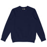 front view of a Bedi' "second life" program navy crewneck against a white background