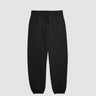 a pair of black sweatpants against a light grey background