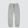 a pair of grey sweatpants against a light grey background