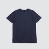 Front view of a navy 100% cotton t-shirt against a white background.