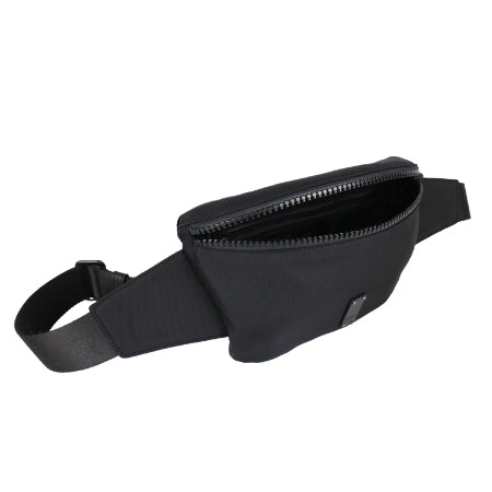 Black Sherpa fanny pack with top compartment open