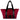 front view of a duffle bag in red twill material, against a white background.