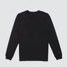 Front view of black long sleeve tee, front center on a white background.