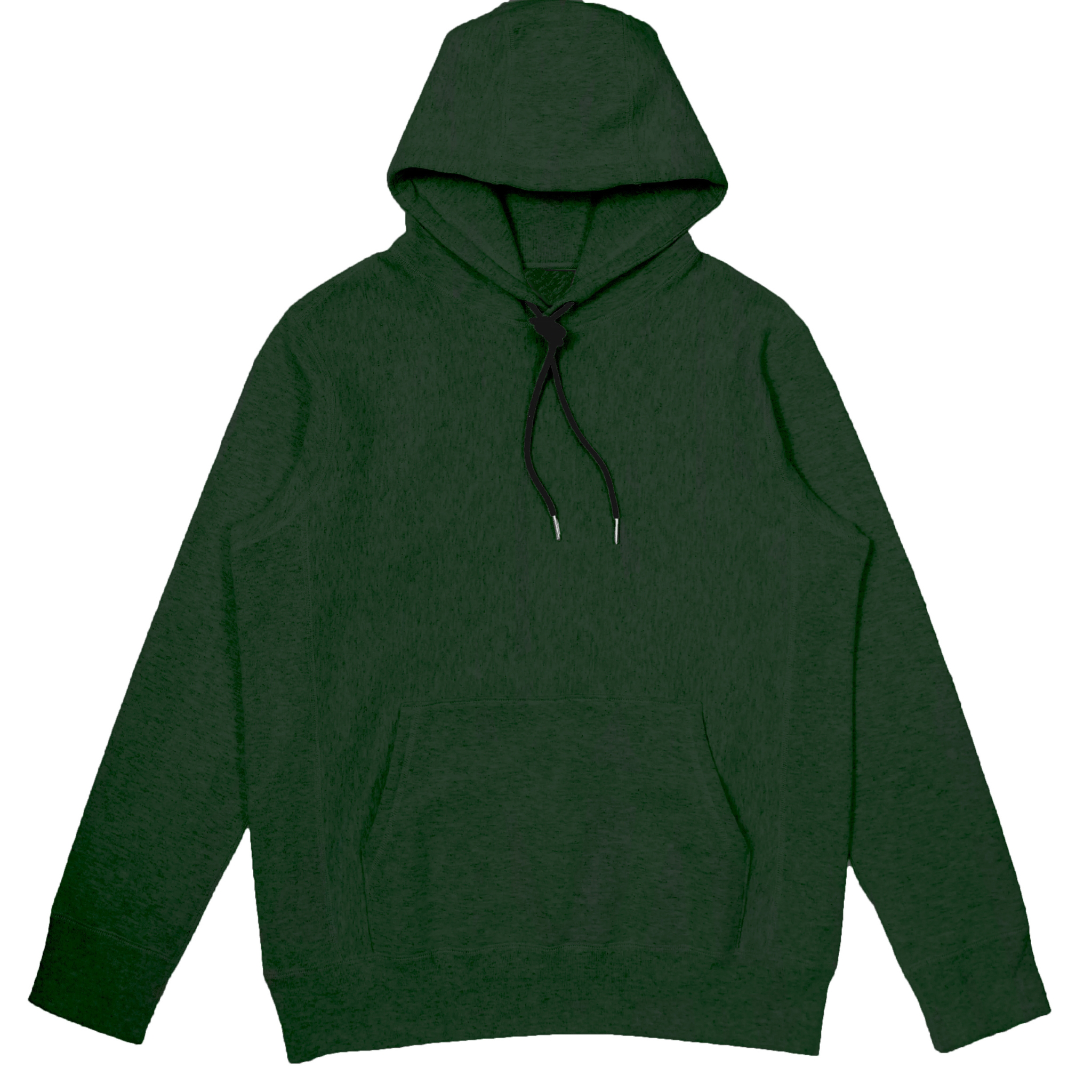 Heavyweight hoodie in green cotton facing the camera on a white background.