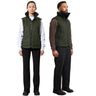 A male and a female model stand wearing a unisex green vest
