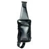 Front view of an upcyced leather sling with a sleek finish against a white background.