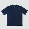 Navy blue t-shirt on a light gray background